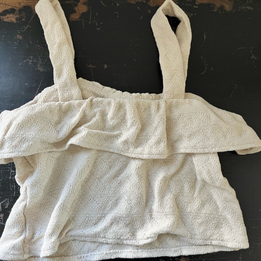 MADEWELL Women's Beige Ruffled Tank Top XSmall - Picture 4 of 5